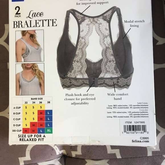 Felina 2PK Women's Lace Bralette Pick Your Size - Picture 4 of 4